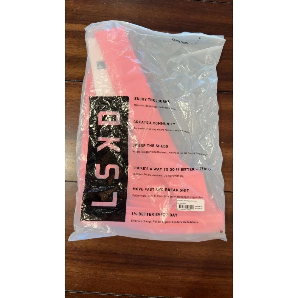 LSKD Fusion Mid Short Tight with Pockets Pink Lemonade XL New NWT